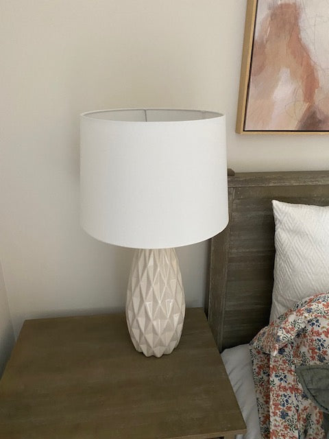 Large White Textured Table Lamp - Set of 2