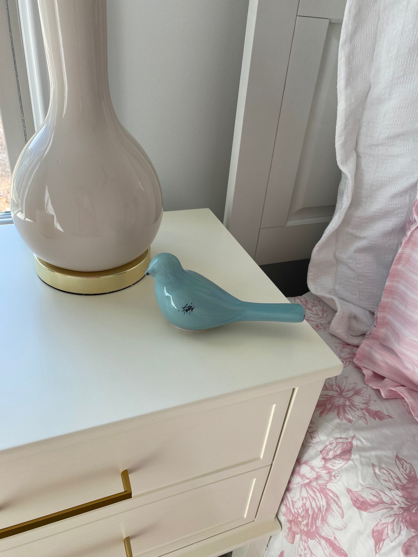 Light Blue Ceramic Bird Figurine