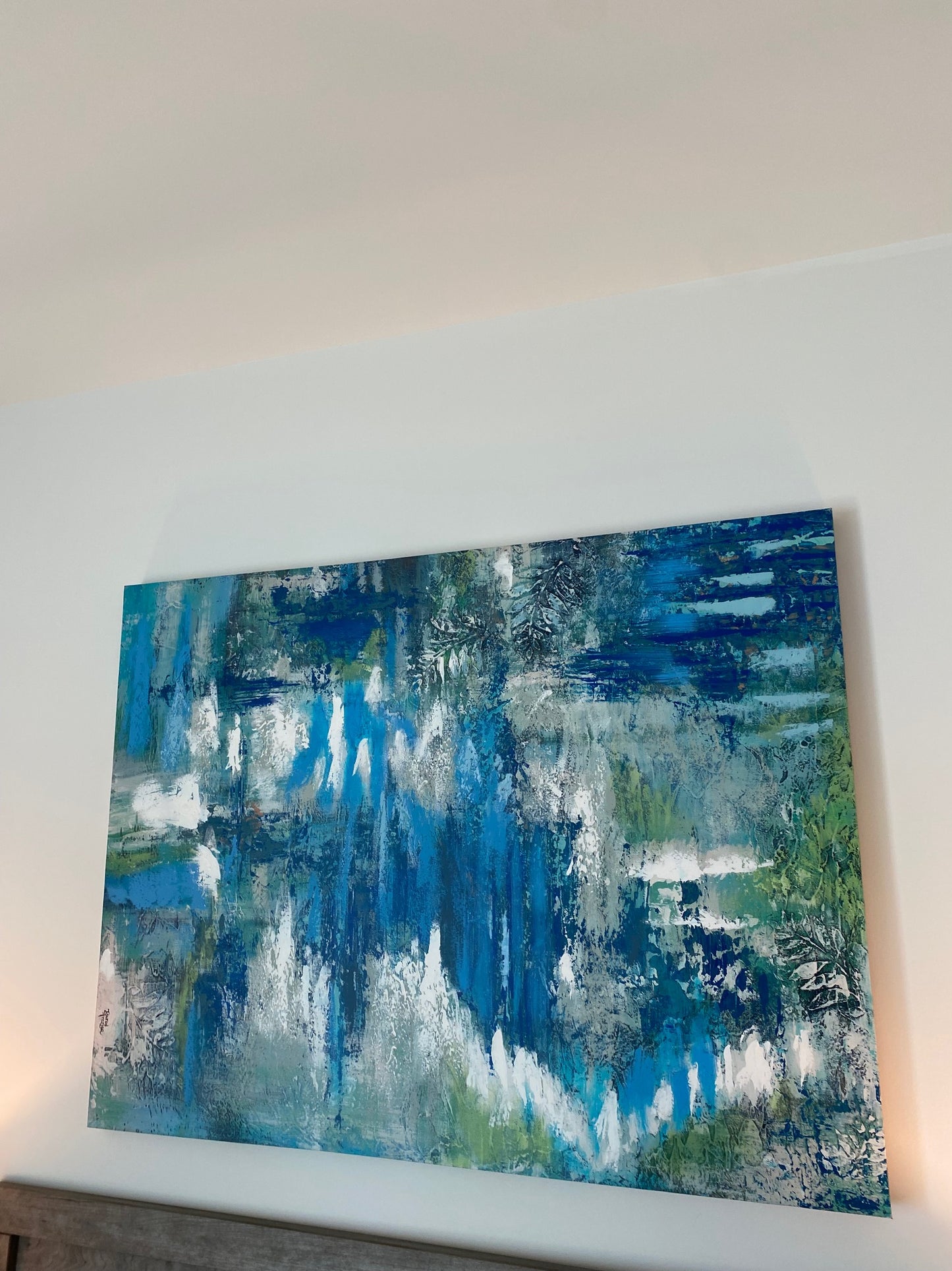 Large Blue and Green Abstract Wall Art