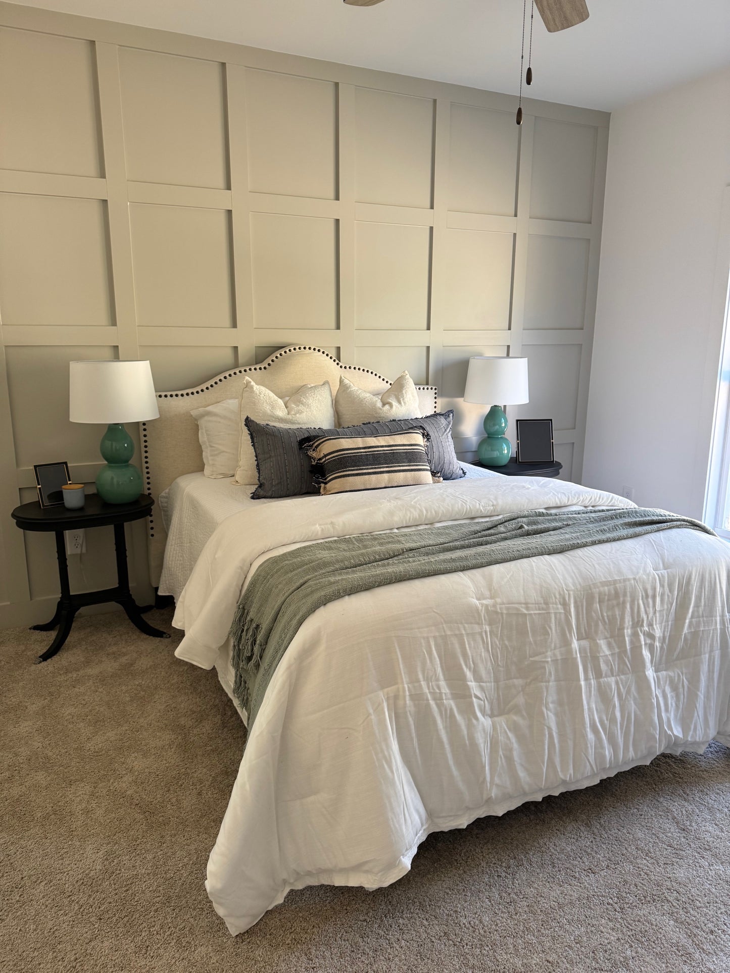 Linen Scalloped Upholstered Headboard - Queen