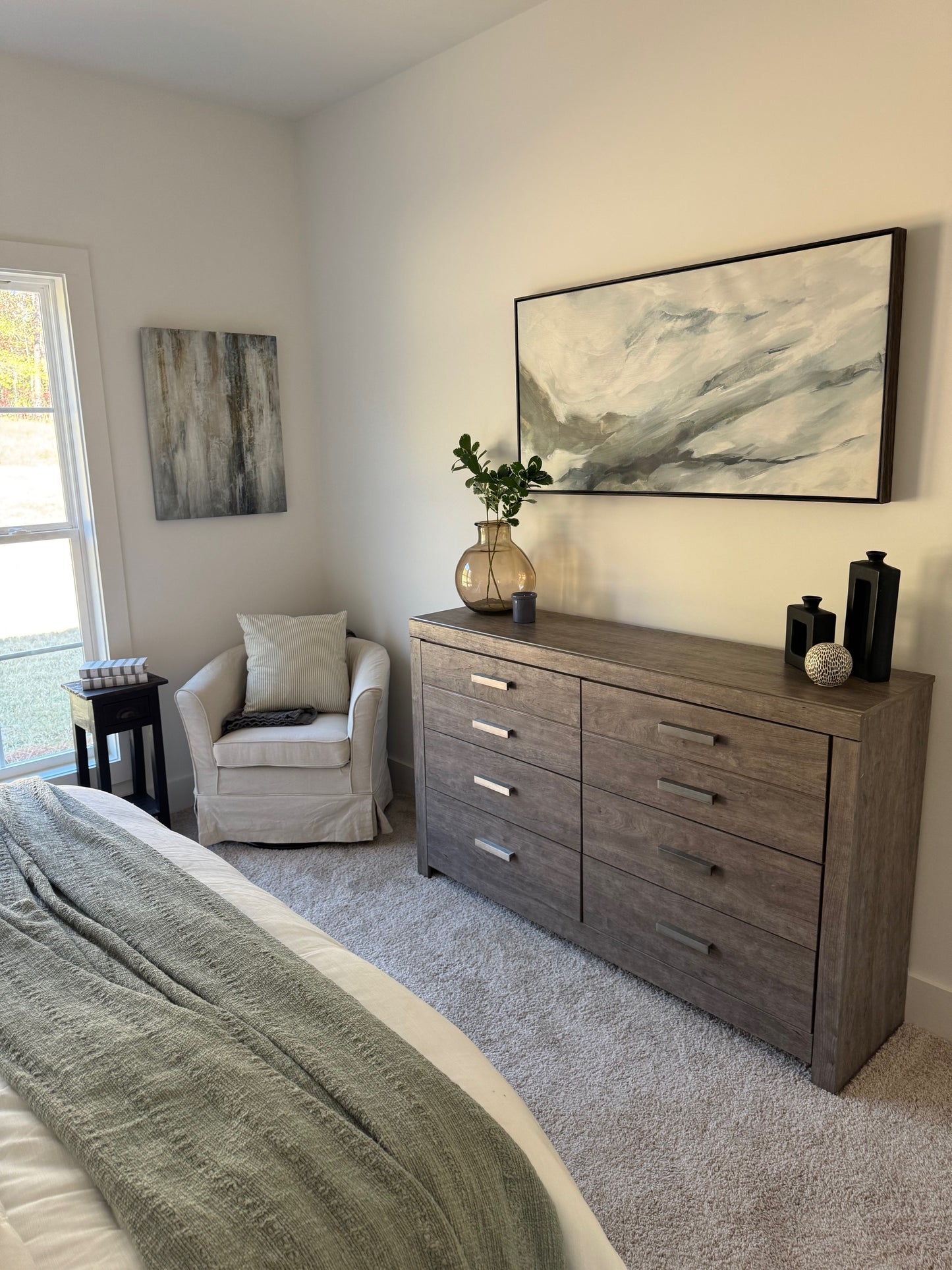 Gray and Green Watercolor Abstract Art