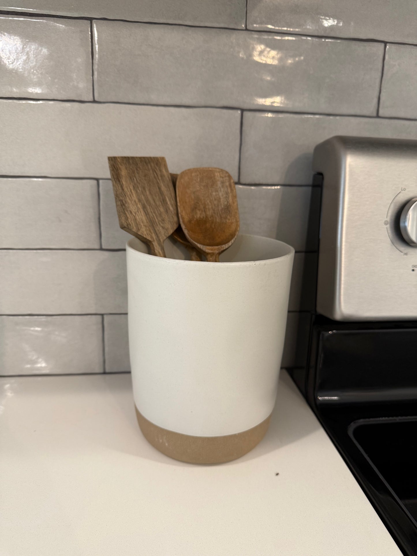 White and Ceramic Utensil Holder