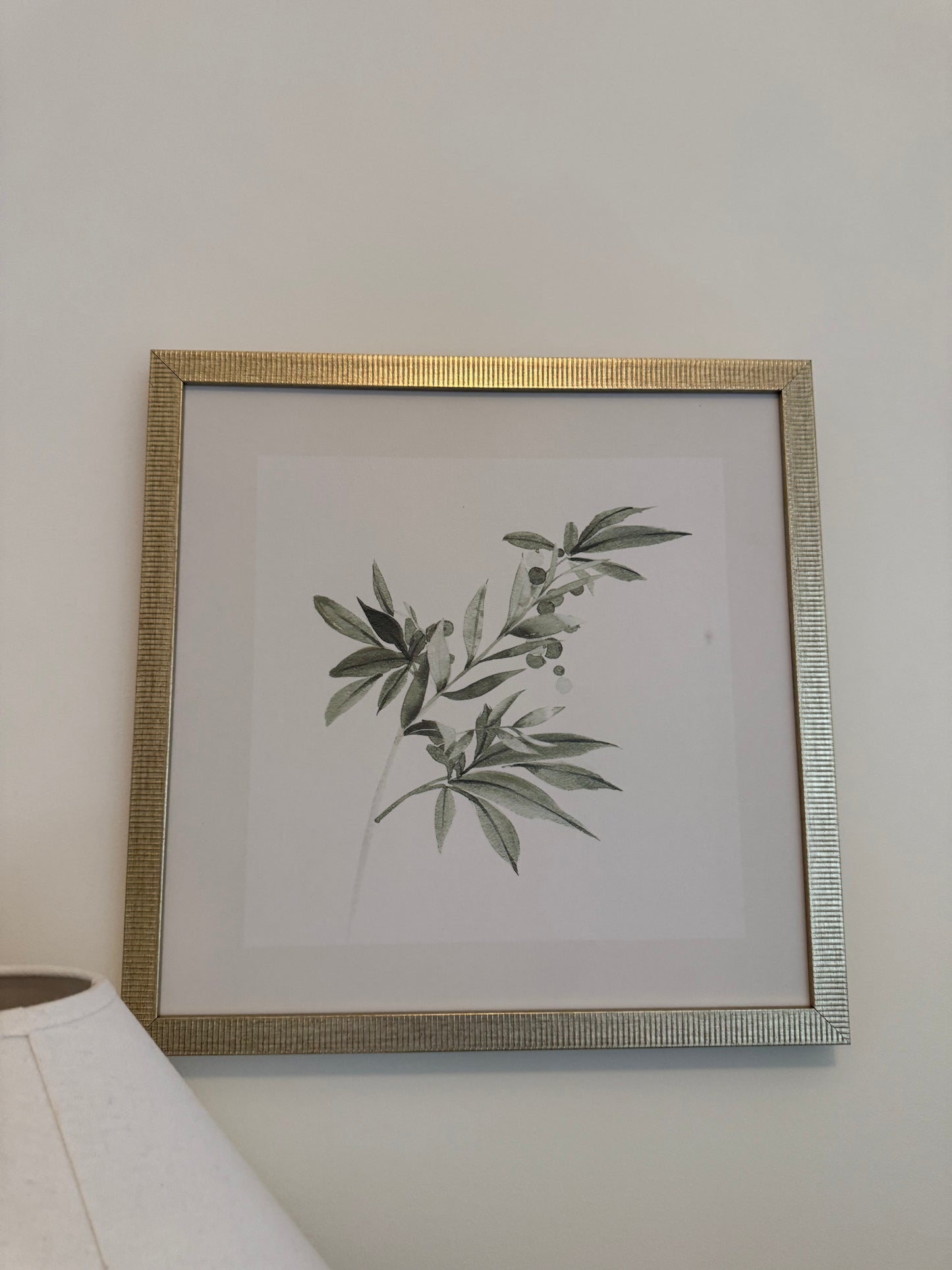 Green Flower Art and Gold Frame