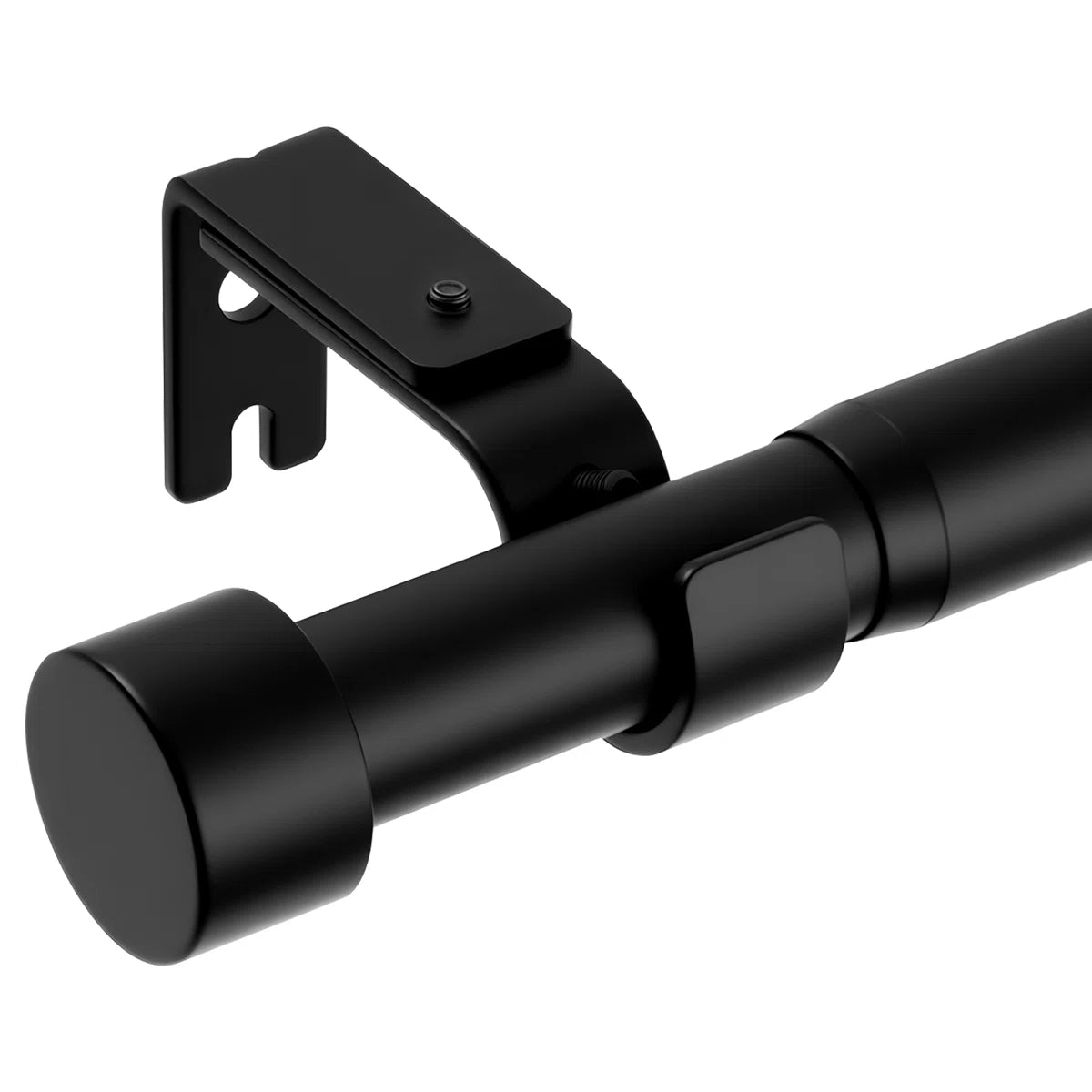 Matte Black 1 Inch Window Curtain Rod with Aluminum Finials