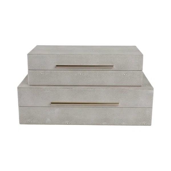 Quirion Rectangular Decorative Box with Lid Set of 2