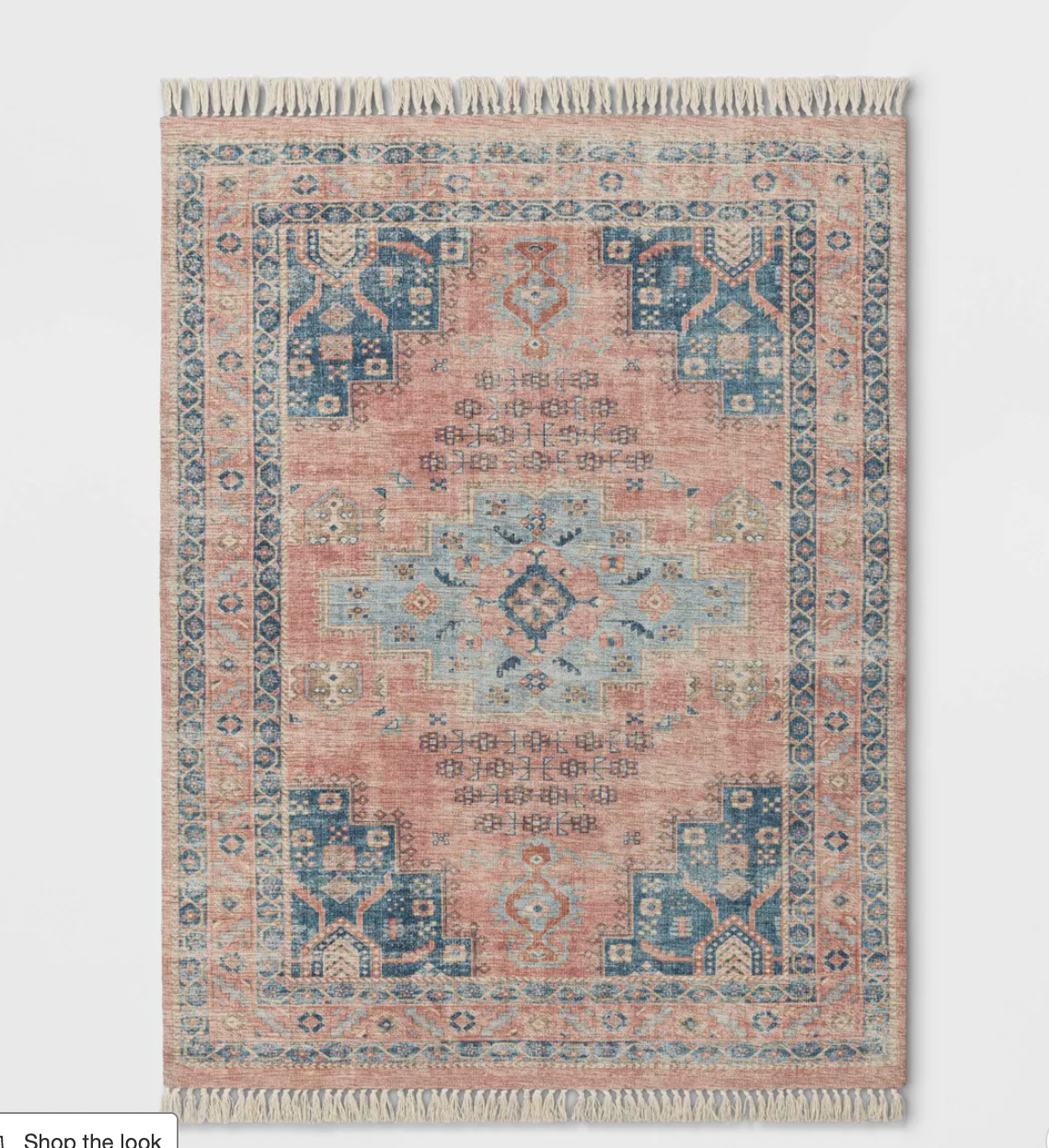 5 x 7 Washable Fringed Medallion Area Rug Rust