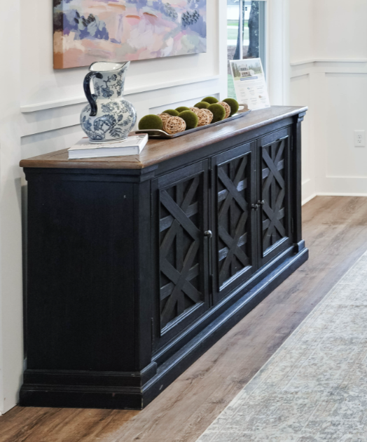 Black Three Door Console Table
