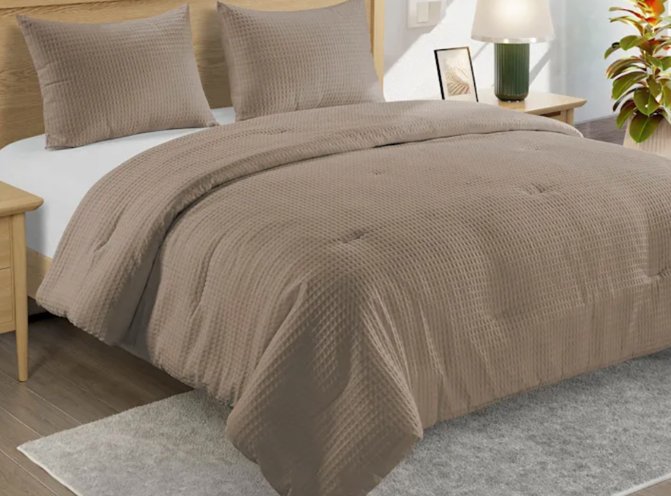Taupe Cotton Comforter Set - Queen