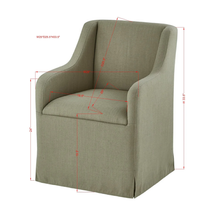 Barber Dining Chair in Khaki Linen