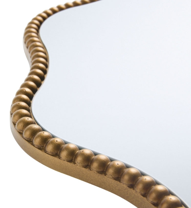Gold Bead Wavy Scalloped Wall Mirror