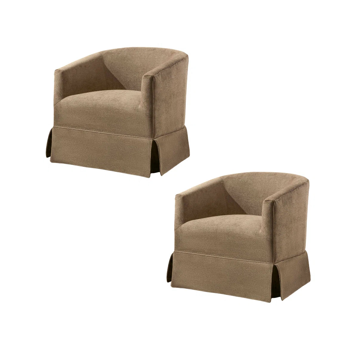 Upholstered Swivel Barrel Chair Brown