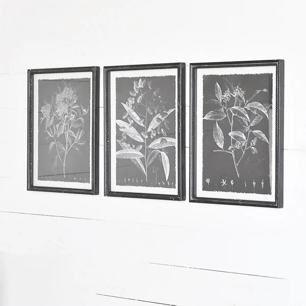 Black and White Leaf Wall Decor - Set of 3