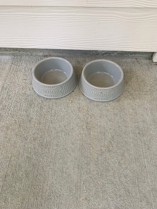Gray Dog Bowls - Set of 2
