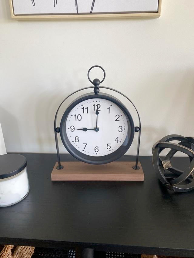 Black and Wood Table Clock