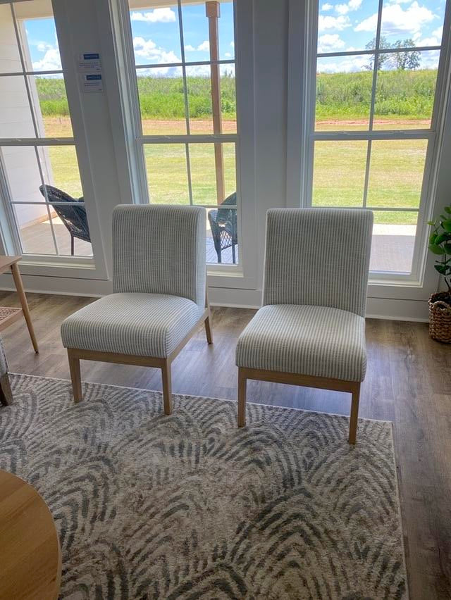 Gray Pinstriped Accent Chairs - Set of 2