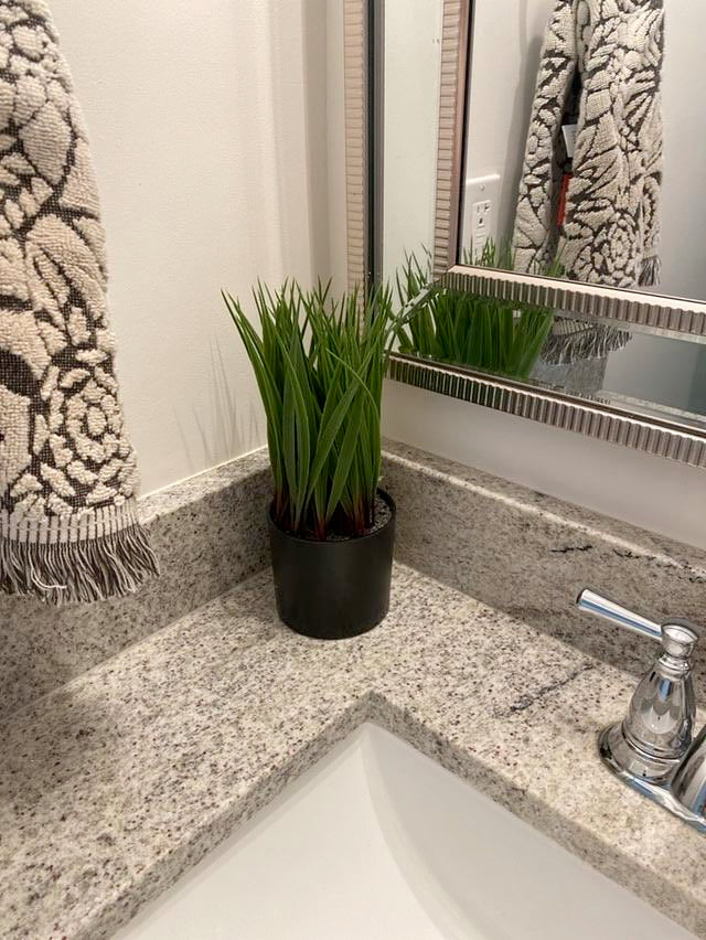 Small Faux Grass Plant in Black Pot