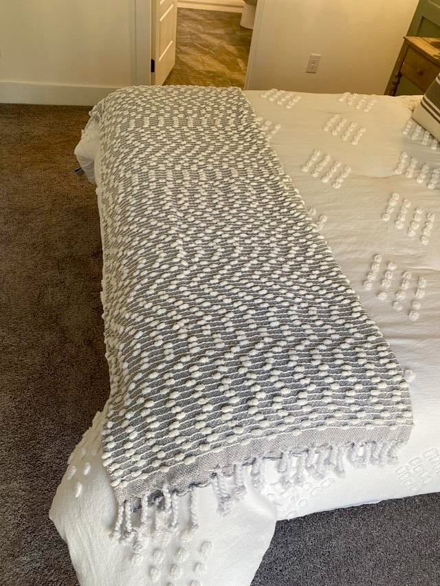 White and Grey Spotted Throw