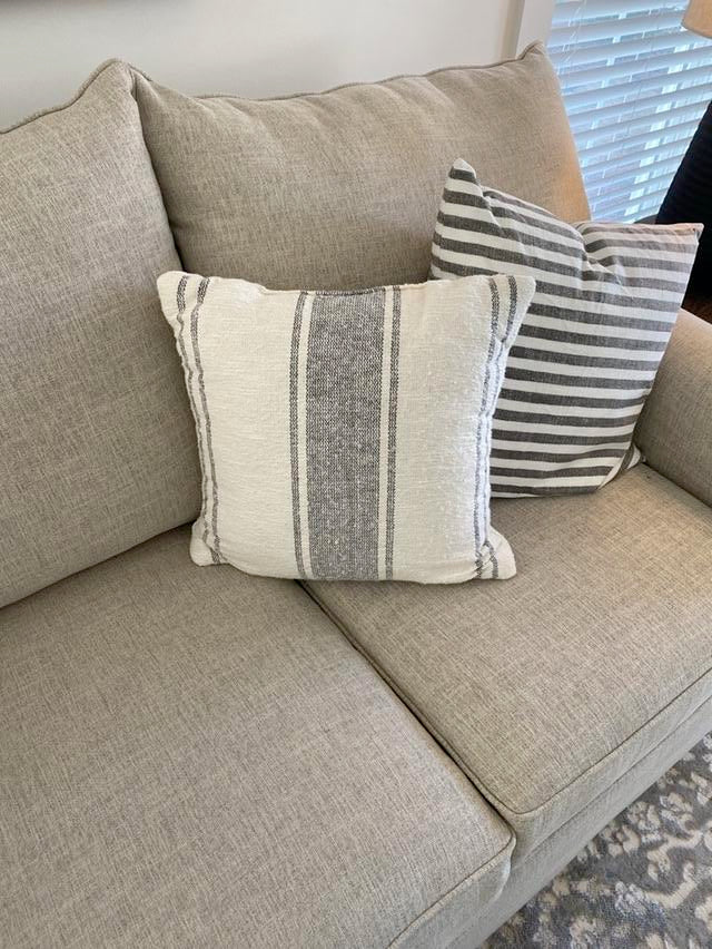 Blue and White Striped Throw Pillows - Set of 2