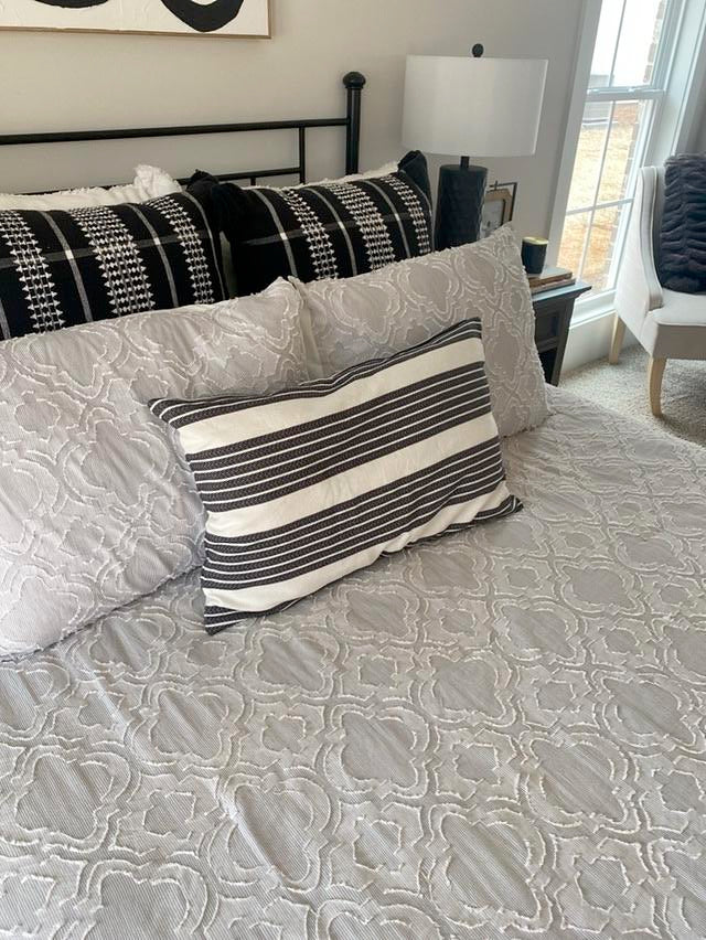 Black and White Striped Lumbar Pillow