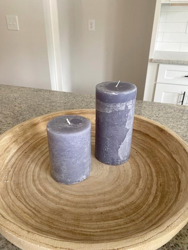 Blue Pillar Candles - Set of 2
