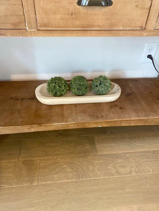 Wooden Tray with Greenery Filler
