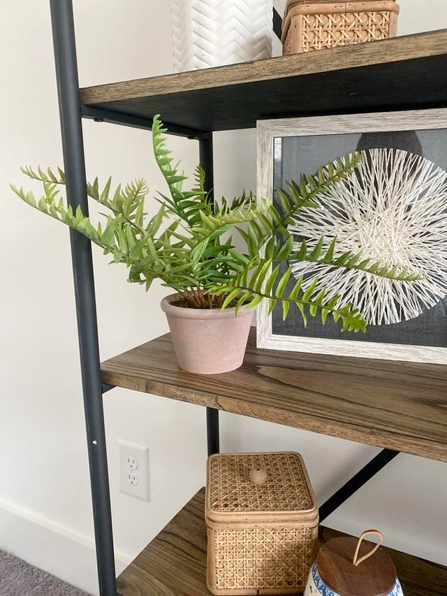 Faux Plant in Painted Gray Pot