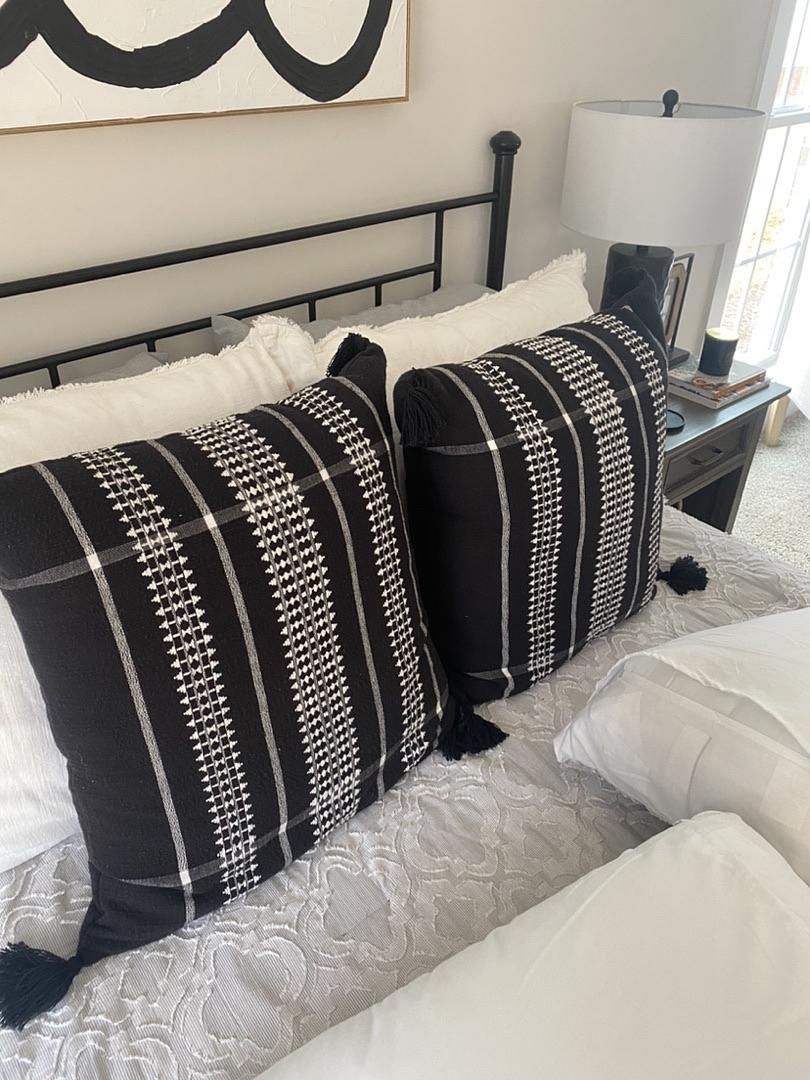 Black and White Tassel Pillows - Set of 2