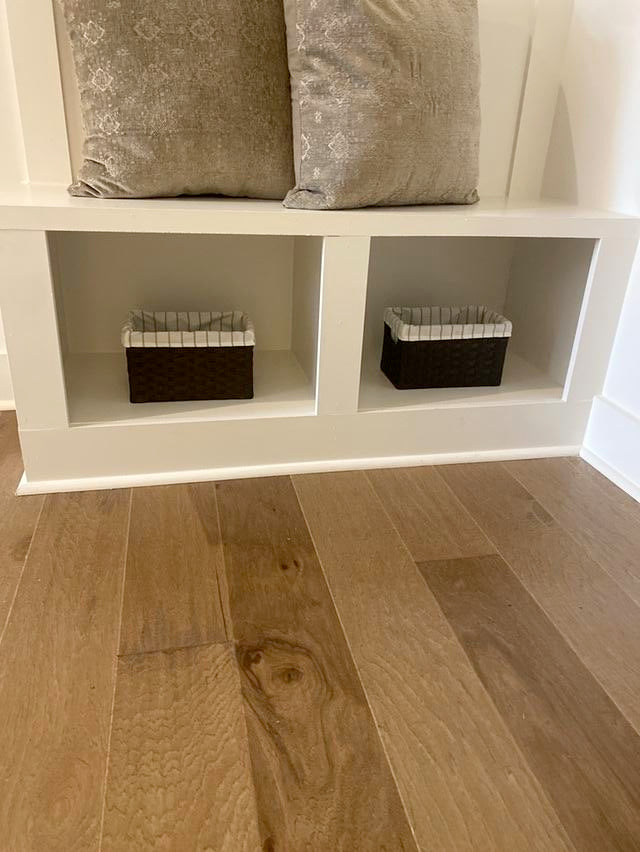 Small Dark Brown Storage Basket with Striped Inserts - Set of 2