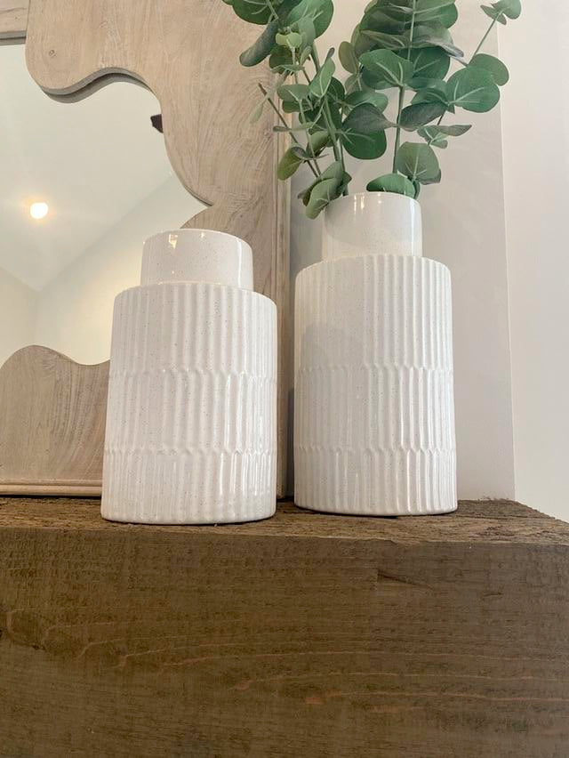 White Texture Vases - Set of 2