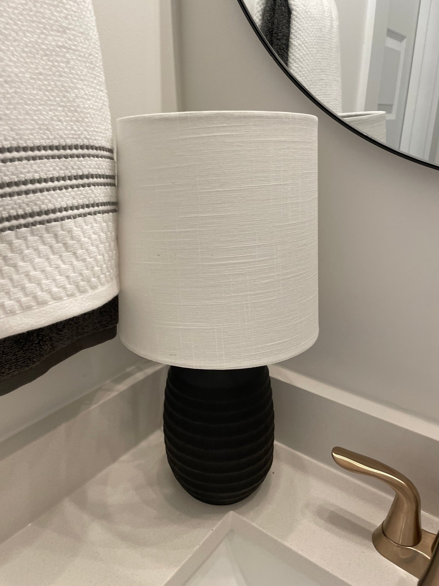 Small Black Lamp with White Shade