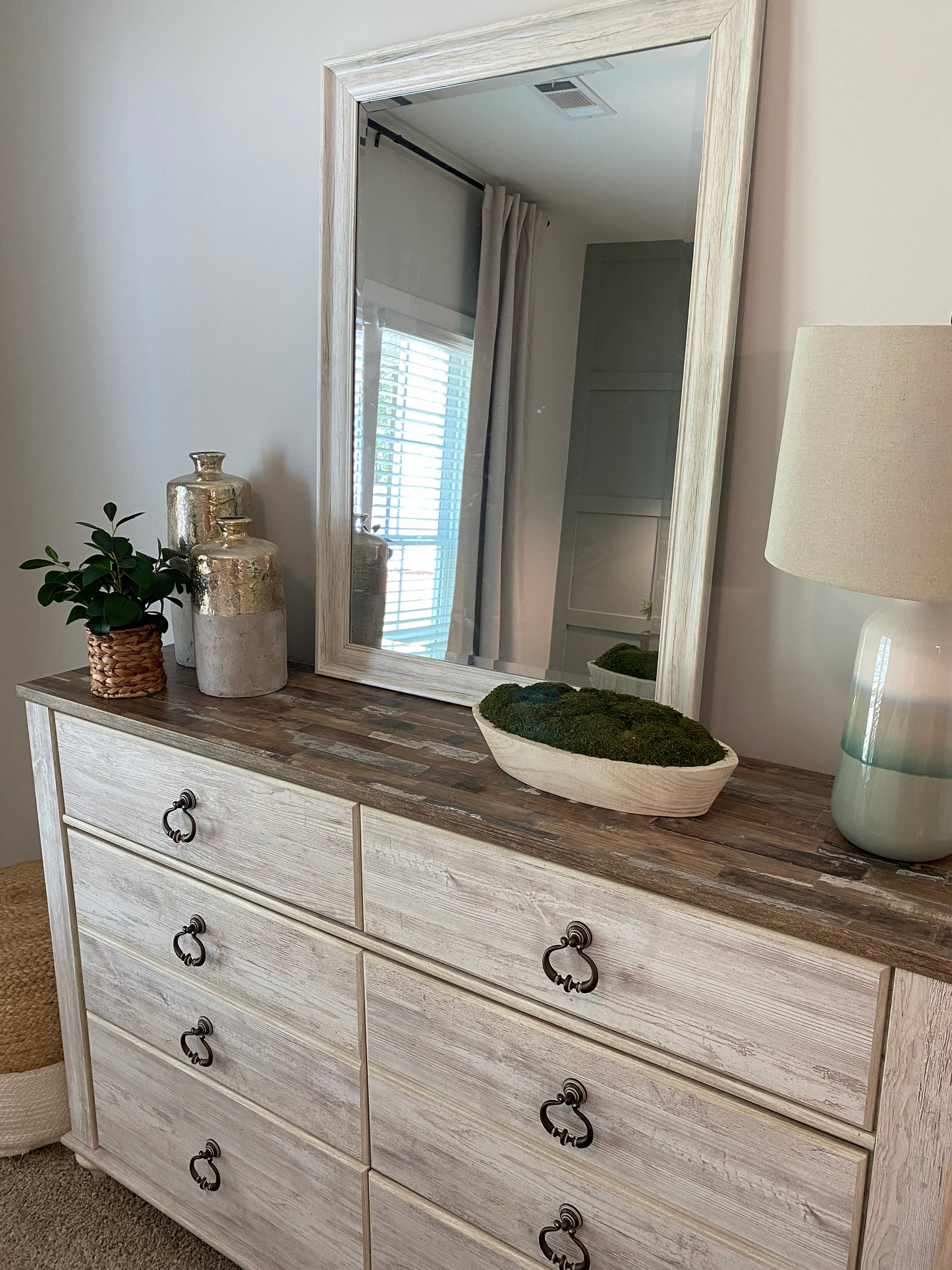 Large Cream Wooden Mirror