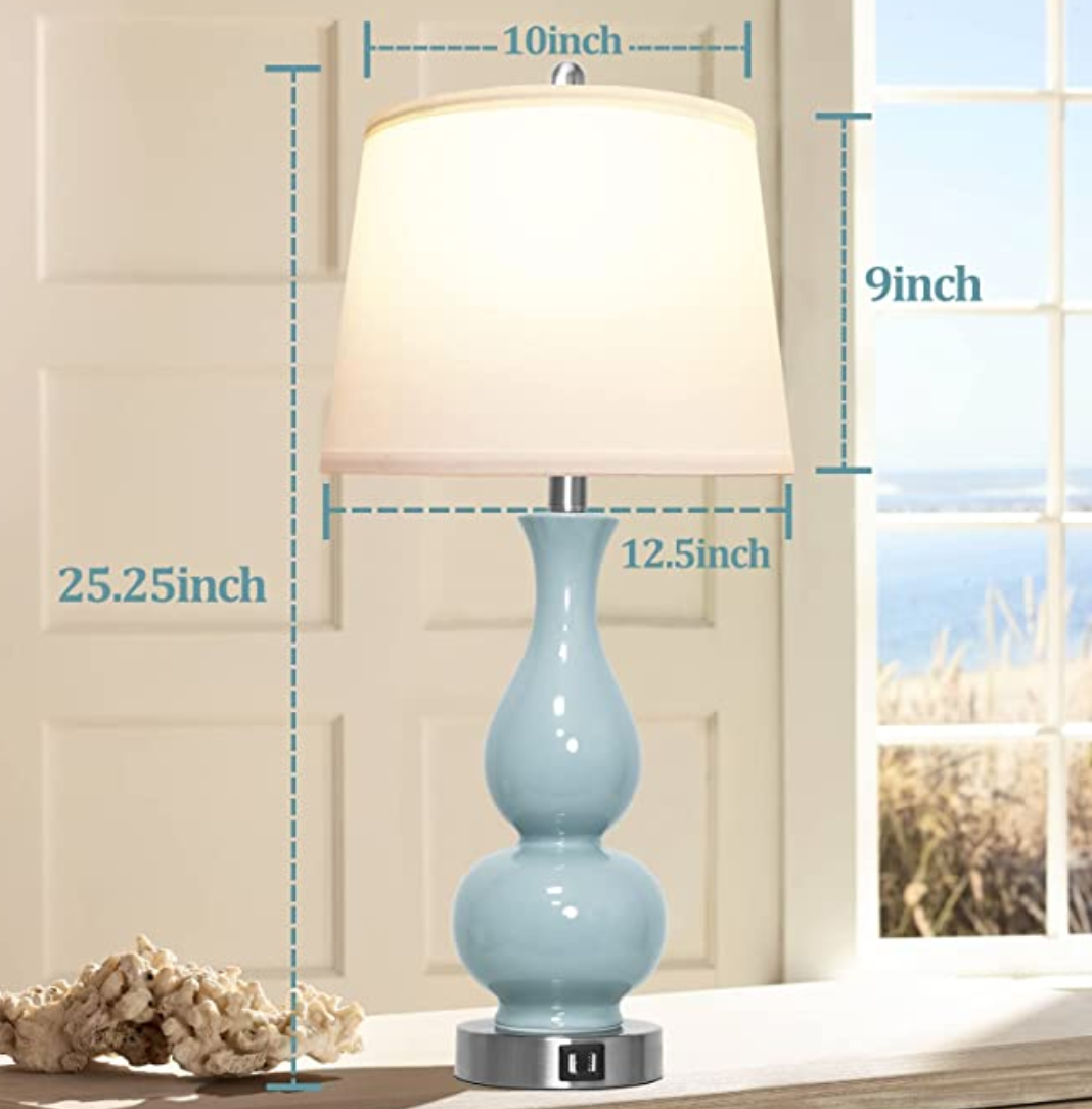 Light Blue Ceramic Lamps - Set of 2