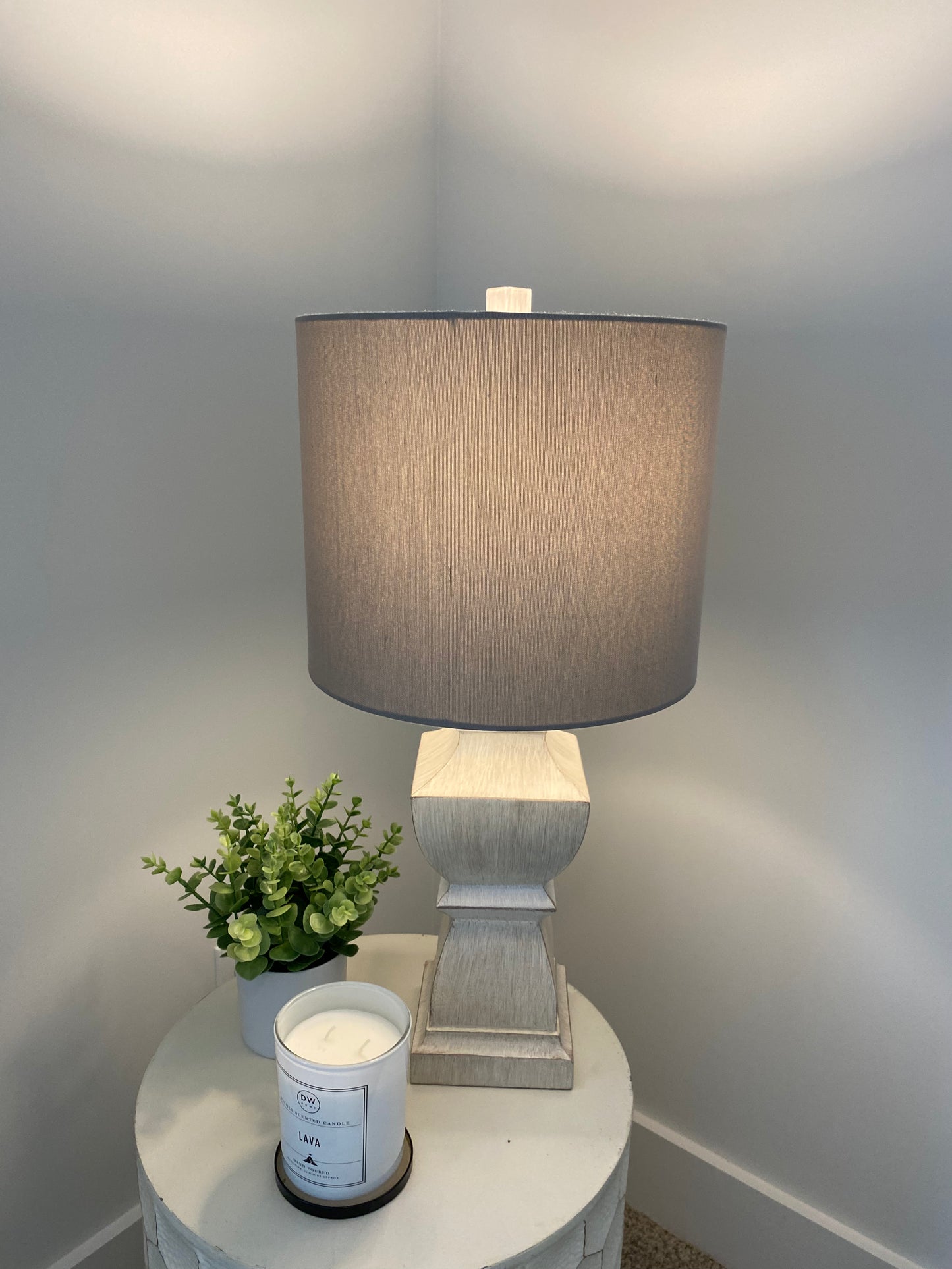 Large White Wooden Lamp