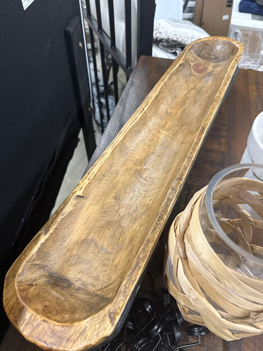 Long Natural Wood Dough Bowl