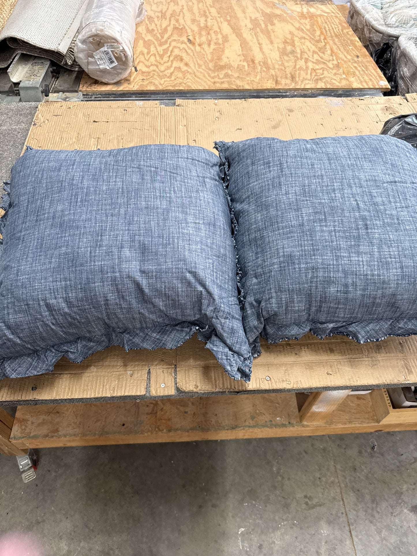 Denim Ruffle Euro Pillows