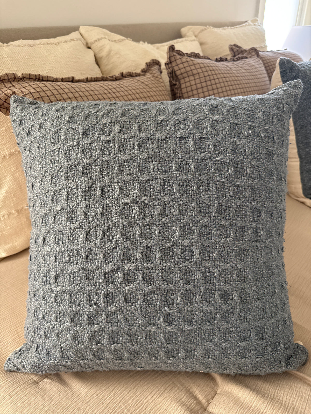 Deep Blue Waffled Accent Pillow