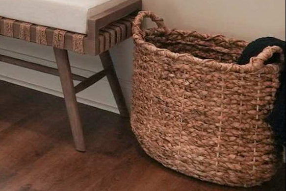 Tall Woven Round Blanket Basket