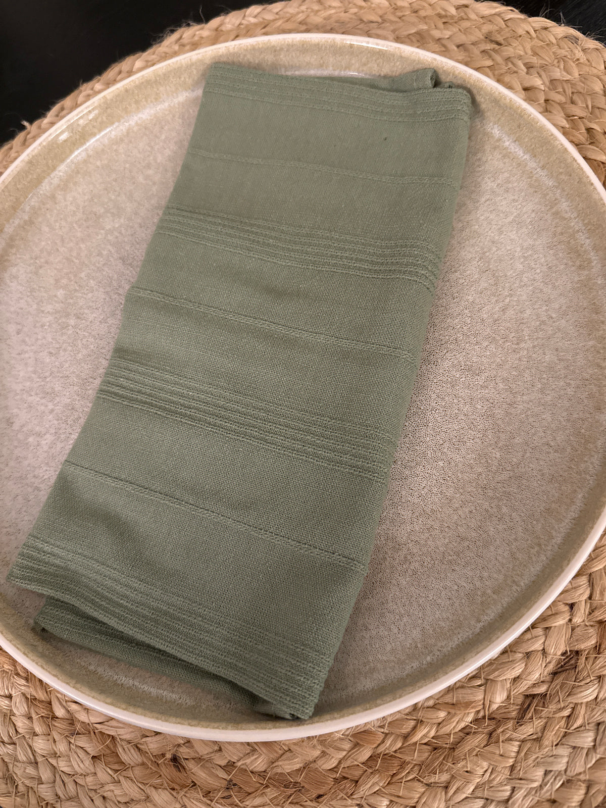 Green Striped Dinner Napkin