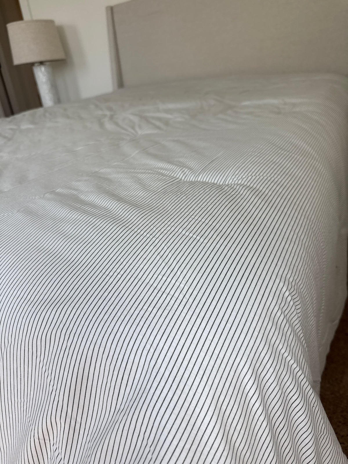 Queen Comforter White with Gray Stripes