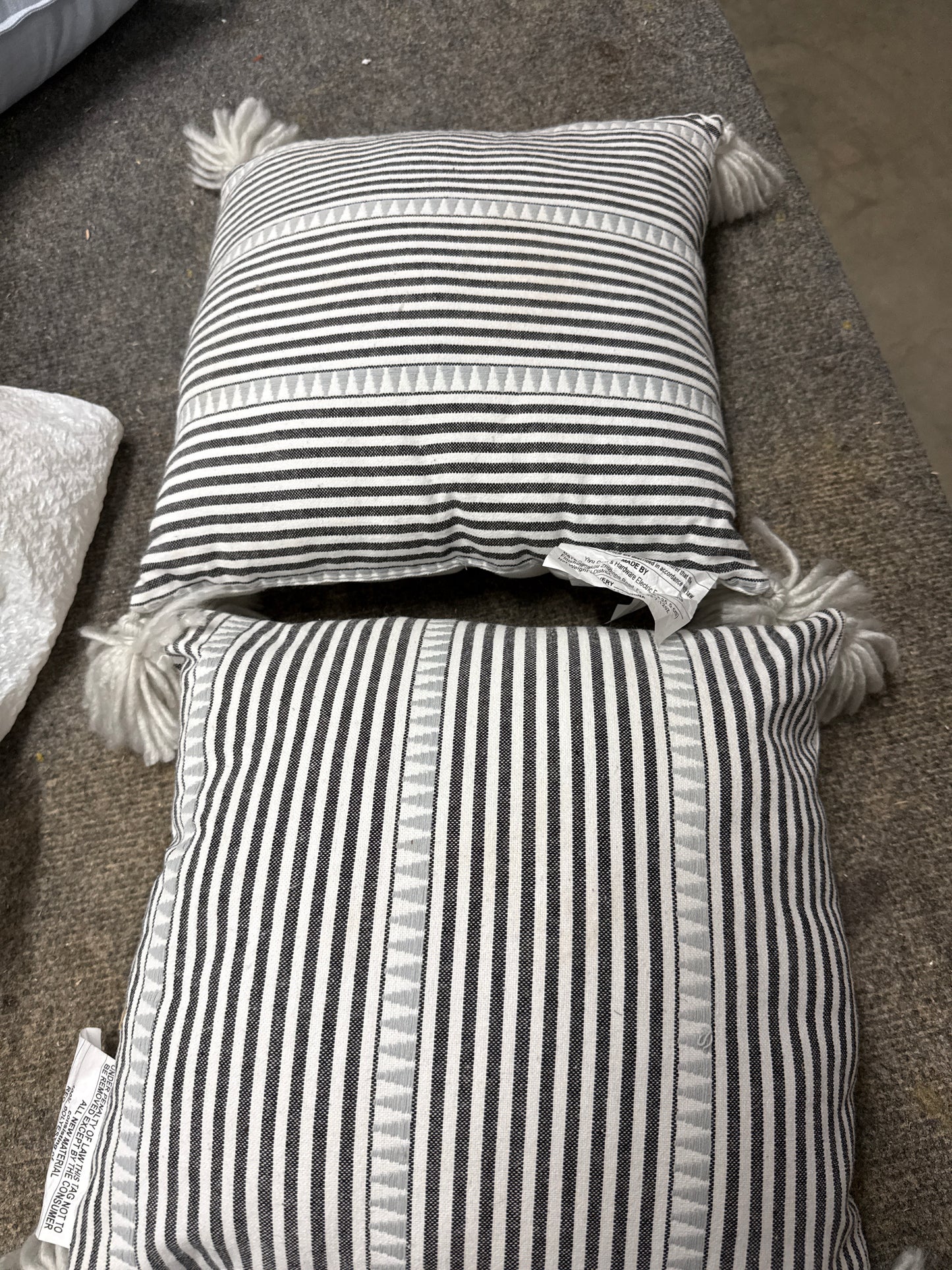 Black & White Stripe Tassel Pillow Set