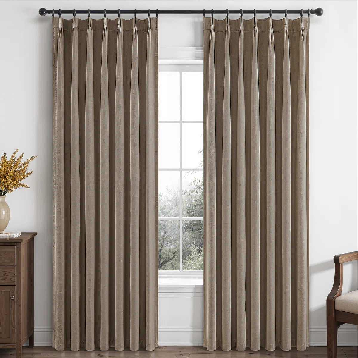 108" Dark Flax Blackout Curtains
