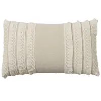 Cream Fringe Bolster Pillow 13x22