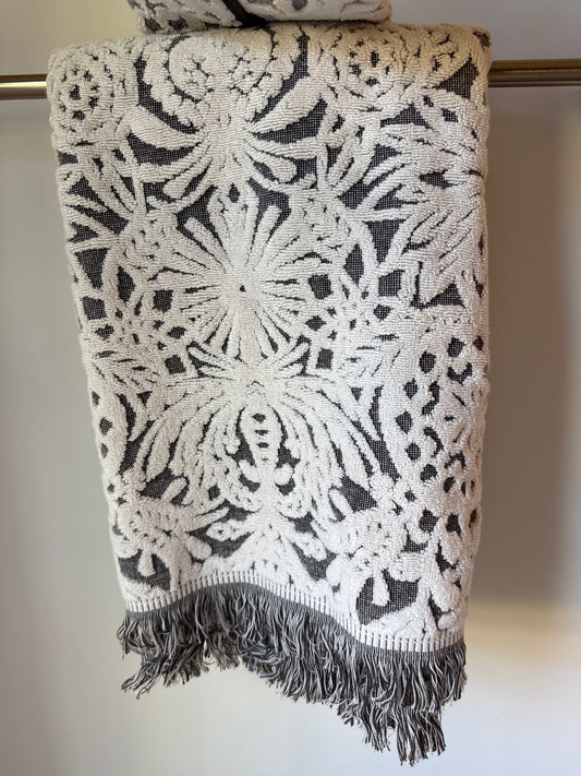 Brown and Cream Decorative Fringe Towel