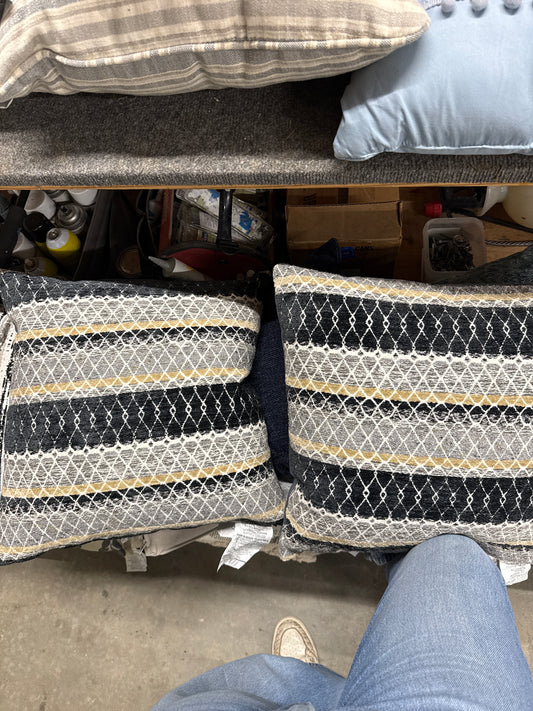 Woven Diamond Stripe Throw Pillows (Set of 2)