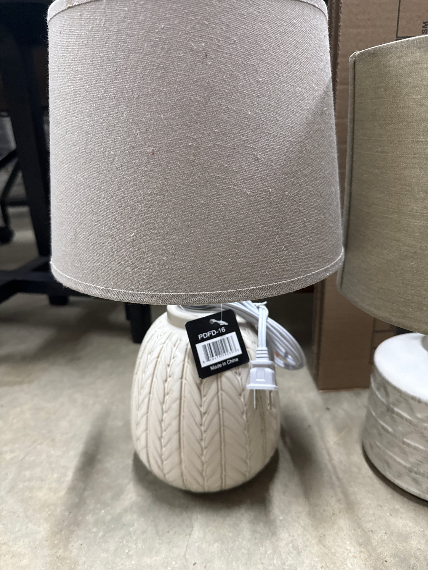 White Textured Ceramic Table Lamp