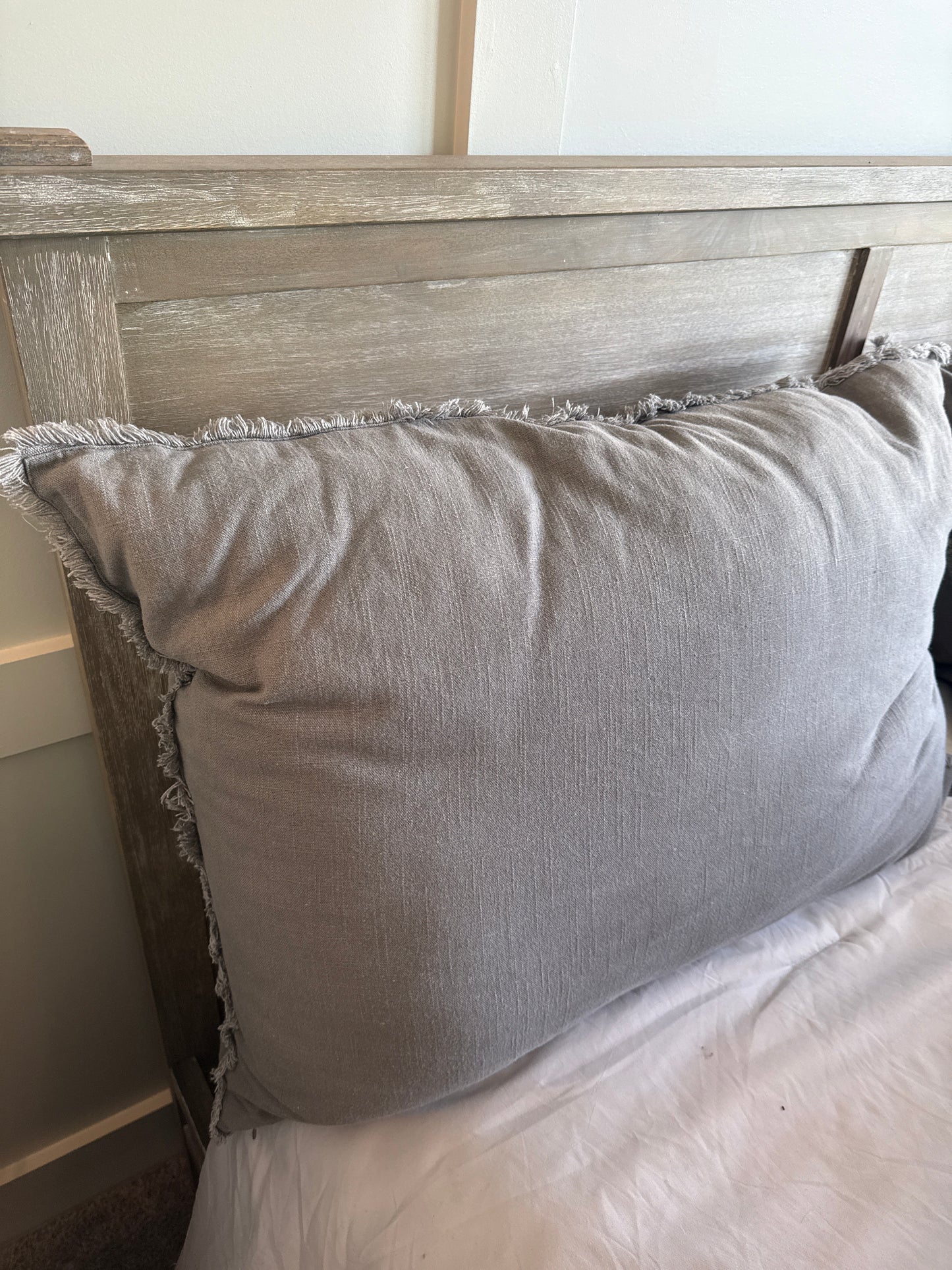 Linen Gray Fringe Pillow
