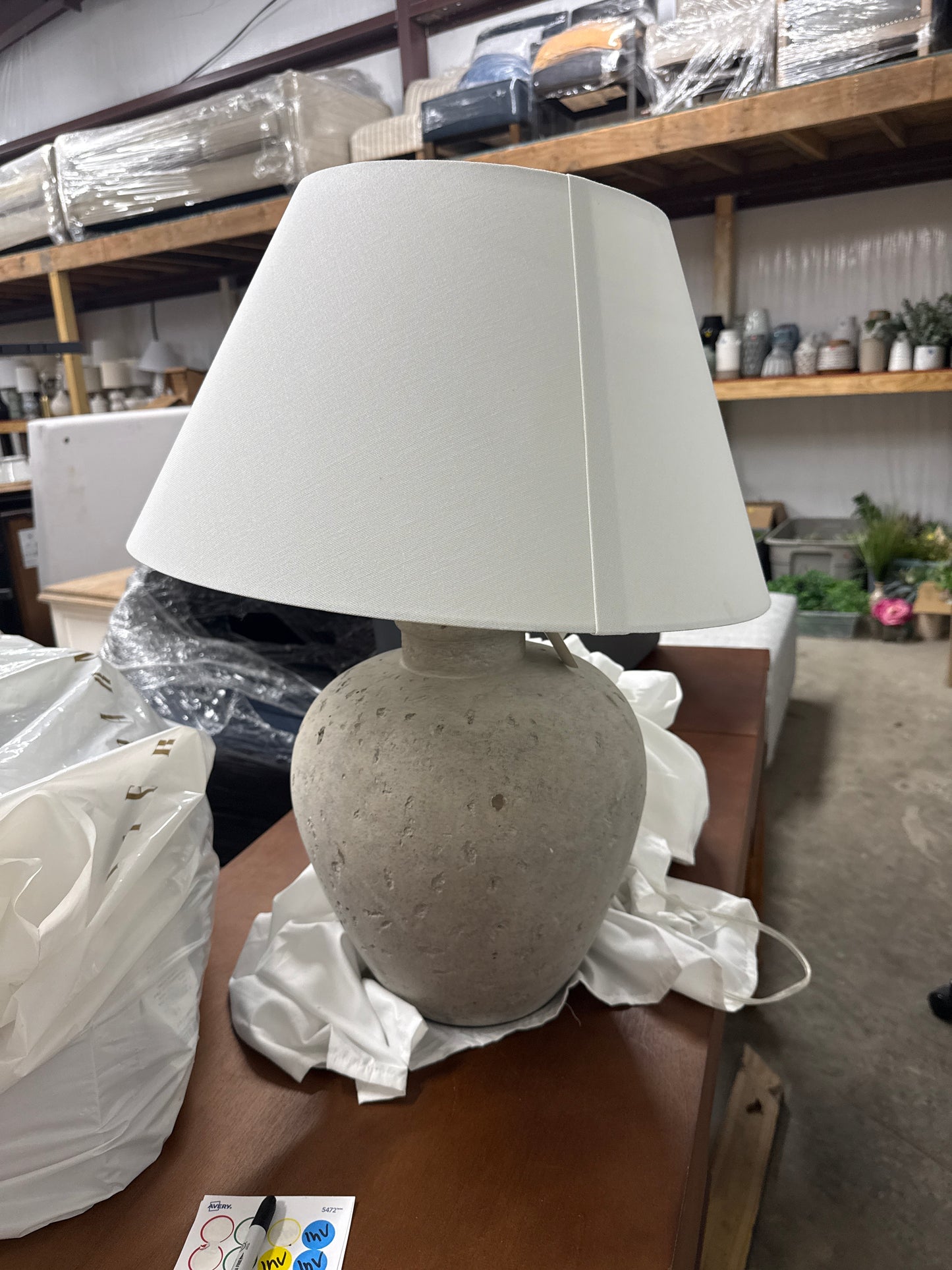 Concrete Textured Round Table Lamp