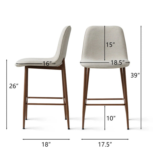 26 inch Mid-Century Modern Upholstered Counter Height Stools (Set of 3)