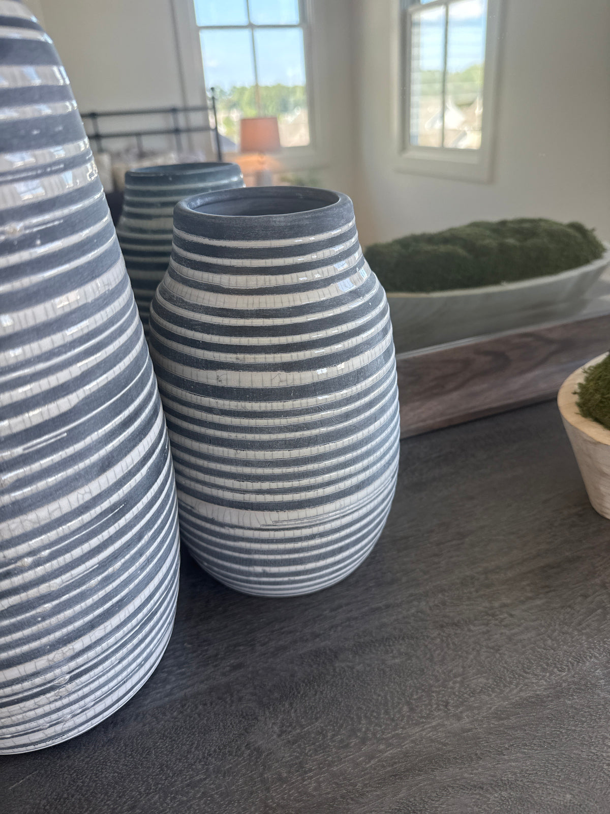 Small Gray and White Stripe Vase
