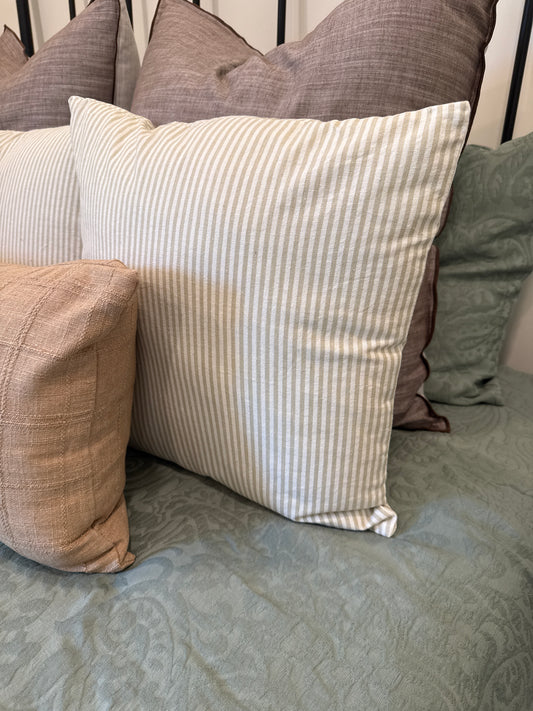 Tan and White Stripe Throw Pillow